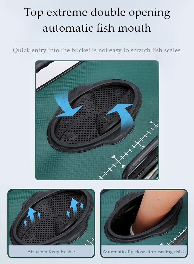 DUNISO Fishing bucket, foldable EVA bait bucket, multi functional portable live fish container, with side pockets and adjustable shoulder straps, can bear 70kg, 40 * 25 * 24cm - Image 5