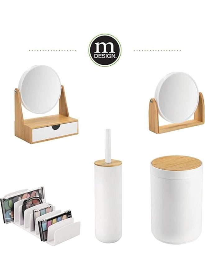 Compact Freestanding Plastic Toilet Bowl Brush And Holder For Bathroom Storage Sturdy Deep Cleaning Natural Bamboo Accent Shield Top One Size White - Image 5