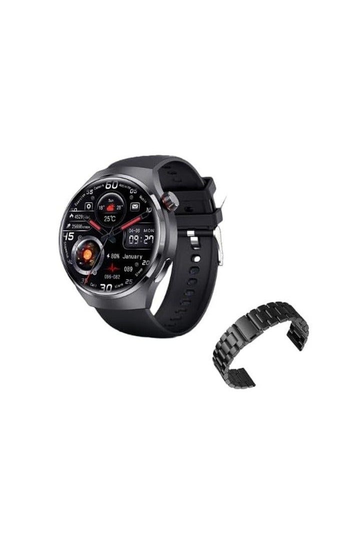 هومنتل تتميز ساعة Homntel Watch 4 Pro الذكية عالية الجودة بتصميم متعدد الألوان مع ثلاثة أحزمة قابلة للتبديل، كما تتميز بشاشة AMOLED IPS كبيرة مقاس 1.62 بوصة، مما يوفر صورًا نابضة بالحياة وحادة بدقة عالية تبلغ 480 × 480 بكسل لتجربة عرض غامرة. - Image 1