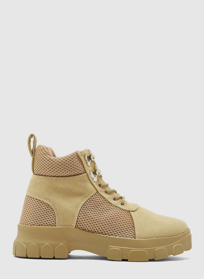 Missguided Hiking Detail Chunky Lace Up Boot
