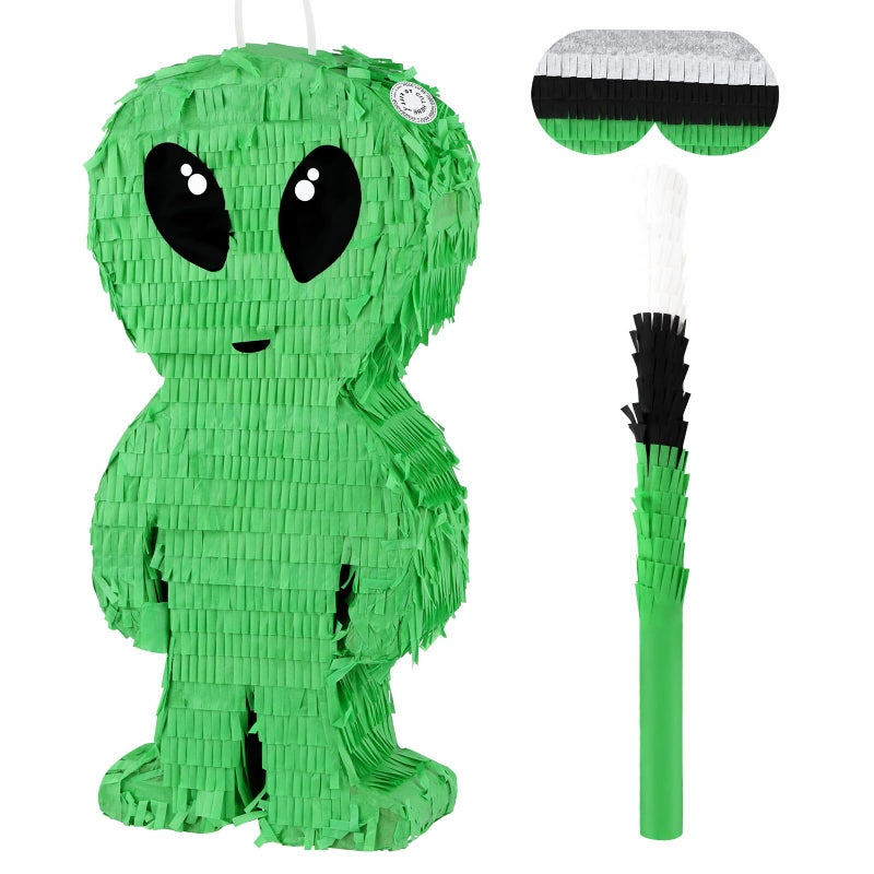 Abilat Alien Pinata with Stick and Blindfold Green Space Alien Birthday Party Decorations for Kids Boys Outer Space Theme Party Supplies - Image 3