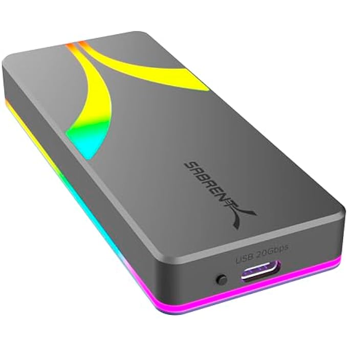SABRENT ROCKET RGB USB C 20GBPS M.2 SATA/NVME SSD ENCLOSURE (EC-RGBG) - Image 1