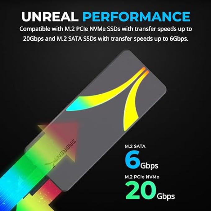 SABRENT ROCKET RGB USB C 20GBPS M.2 SATA/NVME SSD ENCLOSURE (EC-RGBG) - Image 2