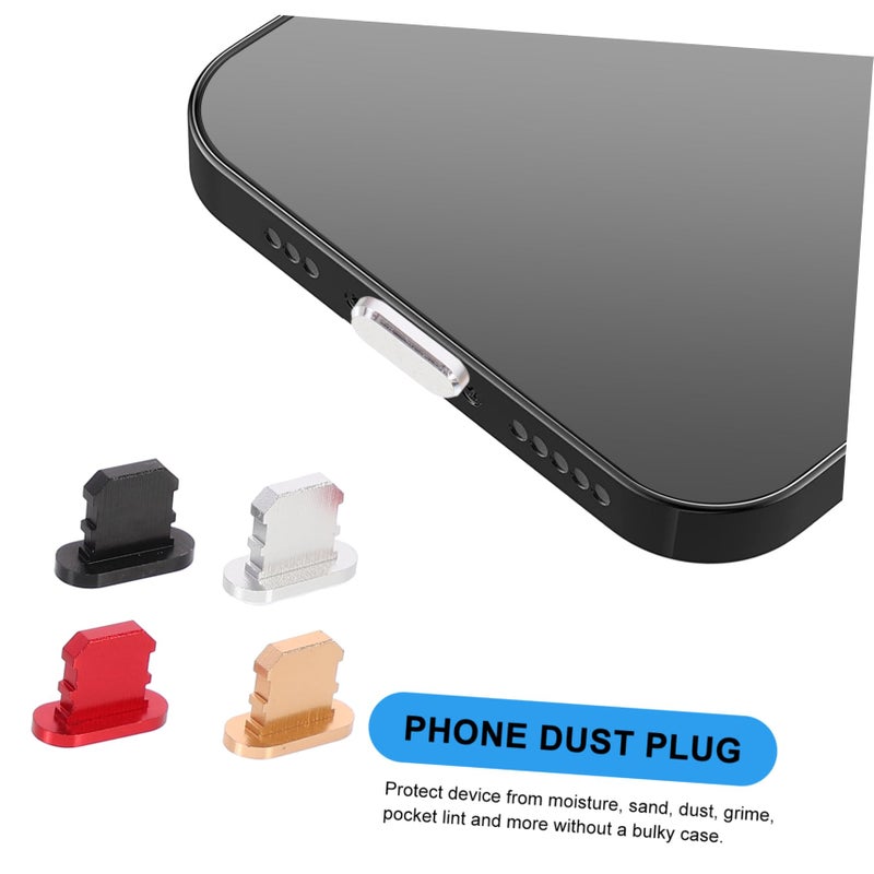 4Pcs Matte Black Aluminum Alloy Dust Plugs Charging Port Protectors Easy Installation Case Friendly - Image 4