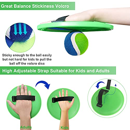 Jalunth Ball Catch Set Games Toss Paddle - Beach Toys Back Yard Lawn Outdoor Pool Backyard Camping Throw Age 3 4 5 6 7 8 9 10 11 12 Years Old Boys Girls Kids Adults Family Outside Easter Gifts Green - Image 2