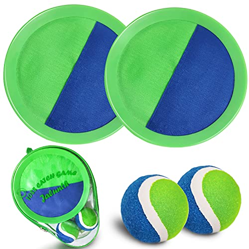 Jalunth Ball Catch Set Games Toss Paddle - Beach Toys Back Yard Lawn Outdoor Pool Backyard Camping Throw Age 3 4 5 6 7 8 9 10 11 12 Years Old Boys Girls Kids Adults Family Outside Easter Gifts Green - Image 1