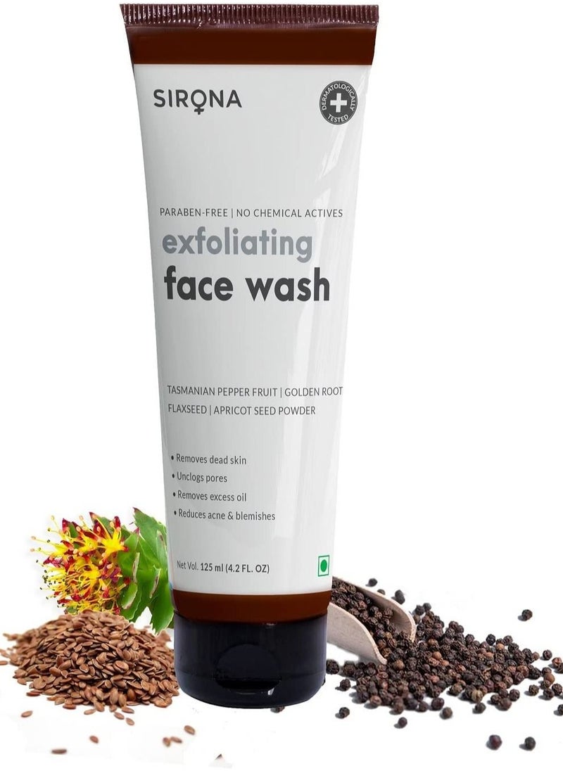 Sirona - Sirona Natural Anti-Acne Exfoliating Face Wash with Apricot & Flaxseed | Deep Cleansing, Moisturizing, pH Balanced | 4.2 Fl Oz, Paraben-Free - Image 1