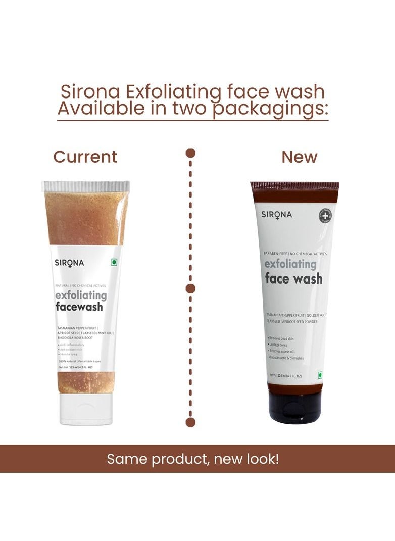 Sirona - Sirona Natural Anti-Acne Exfoliating Face Wash with Apricot & Flaxseed | Deep Cleansing, Moisturizing, pH Balanced | 4.2 Fl Oz, Paraben-Free - Image 1