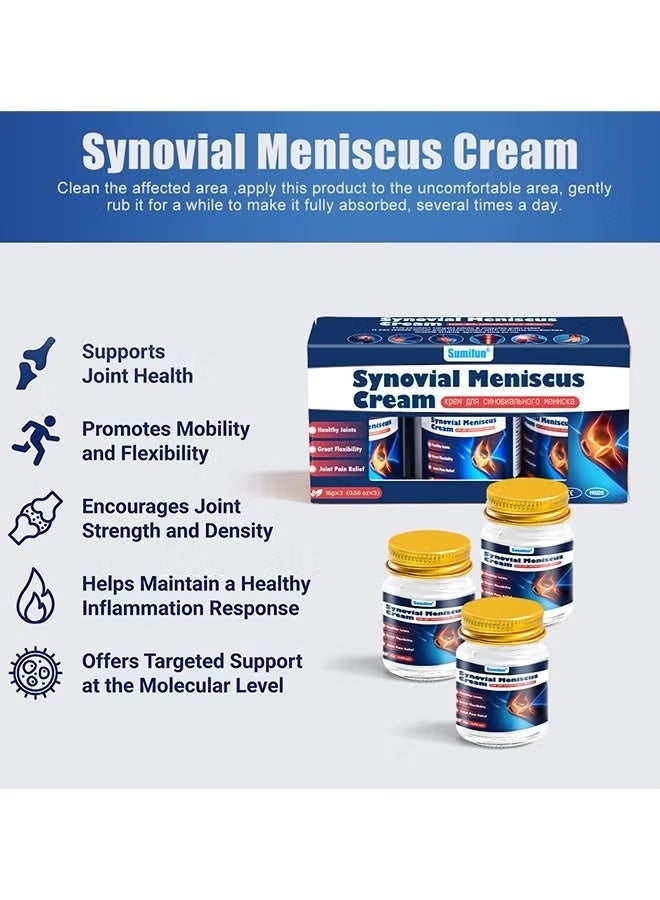 Sumifun 3-Piece Set Synovial Meniscus Cream, Pain Relief Ointment, Meniscus Damage Leg Knee Arm Arthritis Cream, Fast Absorbing Hand And Foot Tenosynovitis Cold Gel - Image 2