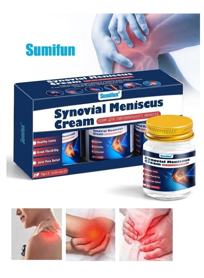 Sumifun 3-Piece Set Synovial Meniscus Cream, Pain Relief Ointment, Meniscus Damage Leg Knee Arm Arthritis Cream, Fast Absorbing Hand And Foot Tenosynovitis Cold Gel - Image 1