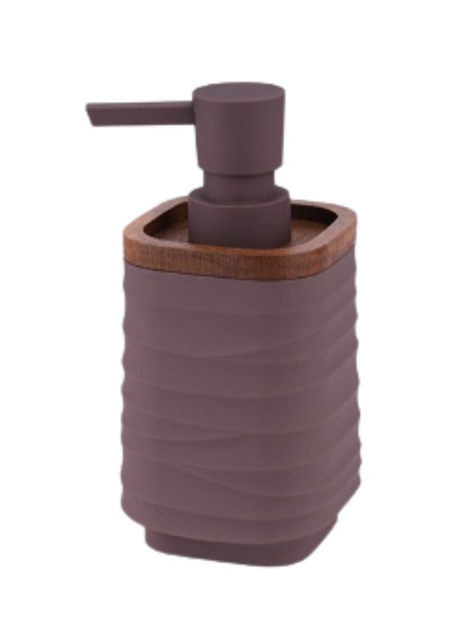 هابي هوم موزع صابون مربع منسوج بلمسة من الخيزران، 280 مل، مثالي للمطبخ والحمام، موزع صابون على سطح الطاولة 16 سم - Image 1