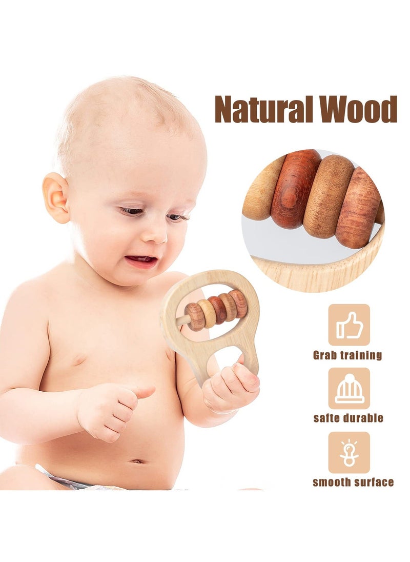 Generic - 4Pcs Montessori Wooden Rattle Toy Set, Handbell Toys for Baby 0 6 12 Months Early Education Natural Wood Puzzle Color Shaker Bell Set - Image 1