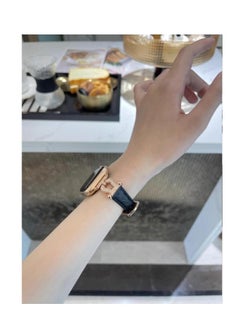 Generic U-shaped buckle woven leather strap for Apple Watch - Black  - Image 2