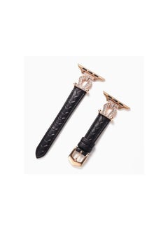 Generic U-shaped buckle woven leather strap for Apple Watch - Black  - Image 1