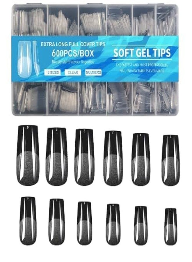 Nails magic Soft Gel Nail Tips - 600 Pcs Square Shape, 12 Sizes - Full Cover Clear Tips for DIY Nails & Salons - Image 2