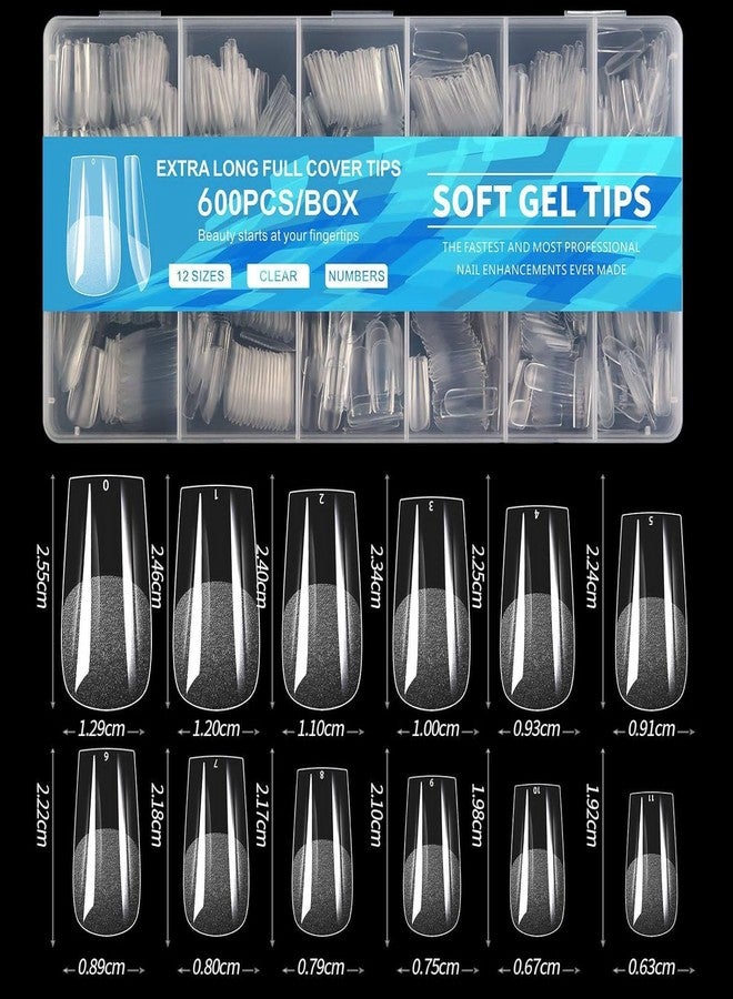 Nails magic Soft Gel Nail Tips - 600 Pcs Square Shape, 12 Sizes - Full Cover Clear Tips for DIY Nails & Salons - Image 3