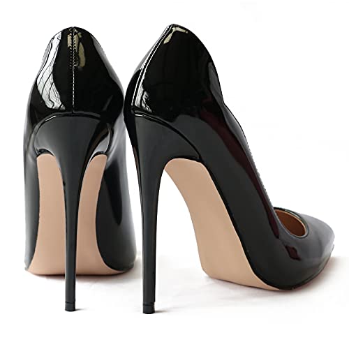 COLETER High Heels for Women, 4.72 inch/12cm Pointed Toe Dress Shoes Stiletto Heels Evening Party Pumps Black 7.5 US - Image 4