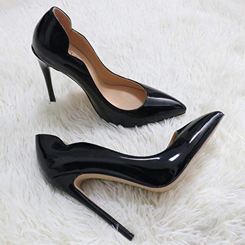COLETER High Heels for Women, 4.72 inch/12cm Pointed Toe Dress Shoes Stiletto Heels Evening Party Pumps Black 7.5 US - Image 5
