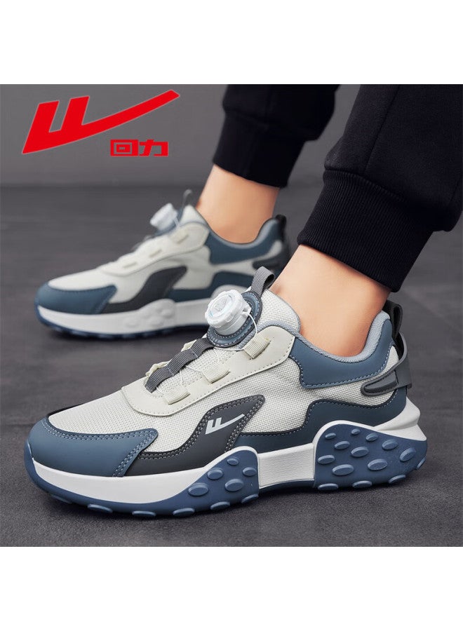 Pull Back Huili Men'S Sneakers, Chunky Dad Shoes, Summer Men'S Mesh Breathable Casual Shoes, Thick-Soled Running Shoes, Beige/Gray Blue, Size 42 - Image 5