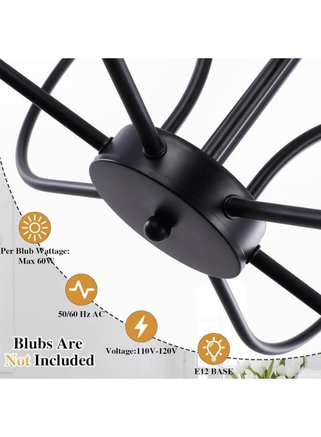 VUCATIN 9-Light Matte Black Farmhouse Chandelier for Dining Room Light Fixture Hanging Industrial Candle Pendant Light Rustic Chandelier for Living Room Foyer Bedroom Kitchen Island Lighting Bulb not Included (M50) - Image 3