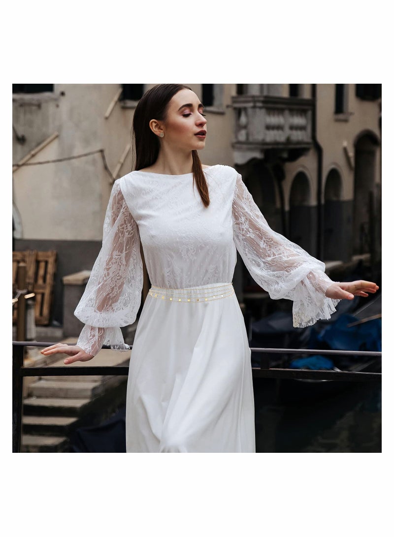 SYOSI سلسلة خصر معدنية للنساء والفتيات، حزام ربط الجسم قابل للتعديل، مجوهرات البطن الأنيقة، 4 قطع فساتين جينز للشاطئ الصيفية - Image 2