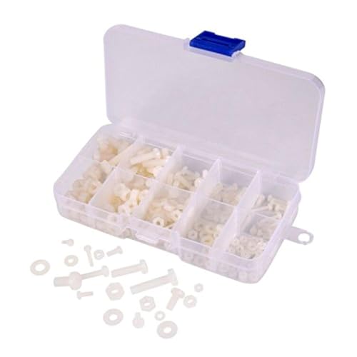 Hotusi M2 M2.5 M3 M4 M5 (Total 270pcs) Nylon Screw/Nut/Washer Assortment Kit Come with Plastic Box - Image 1