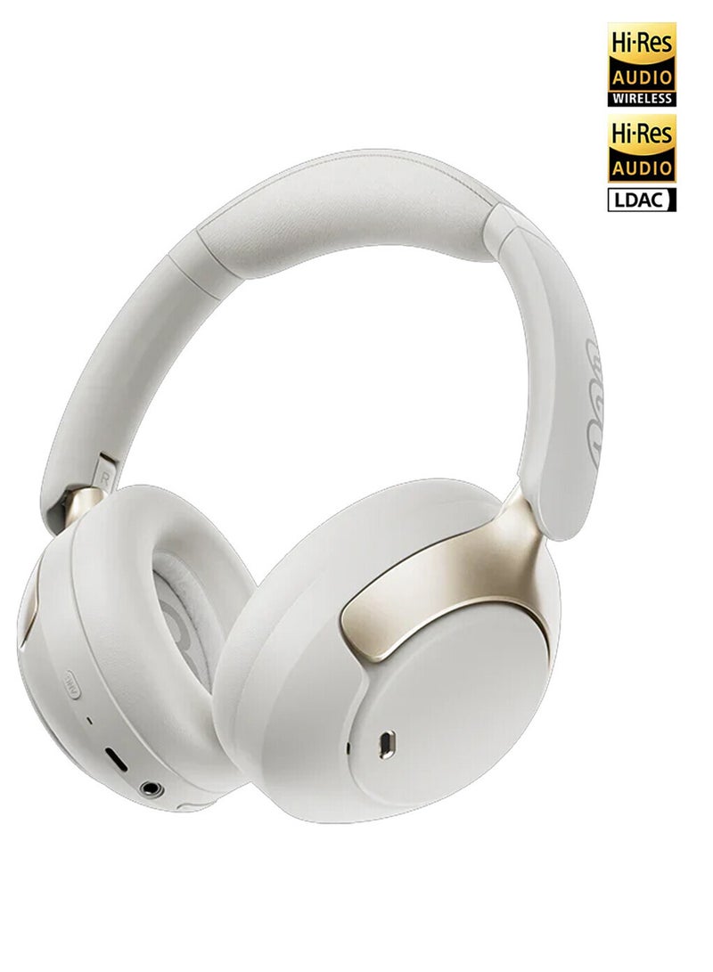 QCY H3 PRO Over Ear Headphones Adaptive ANC, Wired & Wireless Connectivity, 50dB Active Noise Cancellation with Multiple Modes, LDAC Hi-Res Wireless Audio, 55H Playtime, Custom EQ via App - White - Image 1