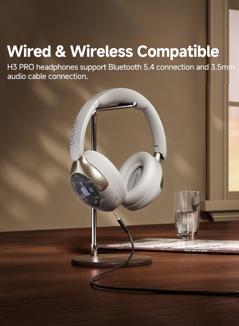 QCY H3 PRO Over Ear Headphones Adaptive ANC, Wired & Wireless Connectivity, 50dB Active Noise Cancellation with Multiple Modes, LDAC Hi-Res Wireless Audio, 55H Playtime, Custom EQ via App - White - Image 3