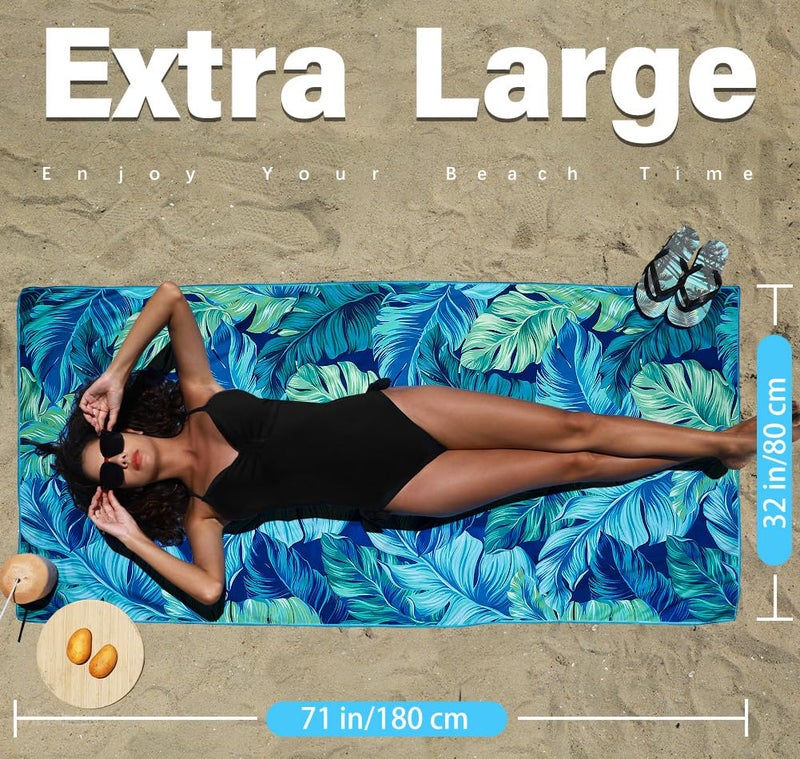 Widdonen 2 Pack Microfiber Thin Lightweight Beach Towel Sand Free Quick Dry Absorbent Compact Towels for Swimming Pool Camping Beach Accessories Large Easy Pack Travel Things for Vacation Essentials Adult Gift - Image 3
