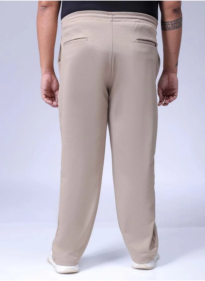 هاردسودا Men Plus Size Relaxed Fit Textured Mid-Rise Stretchable Joggers