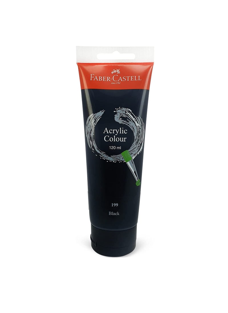 FABER-CASTELL - Faber-Castell Acrylic Colour Paint 120 ml Tube Black - Image 1