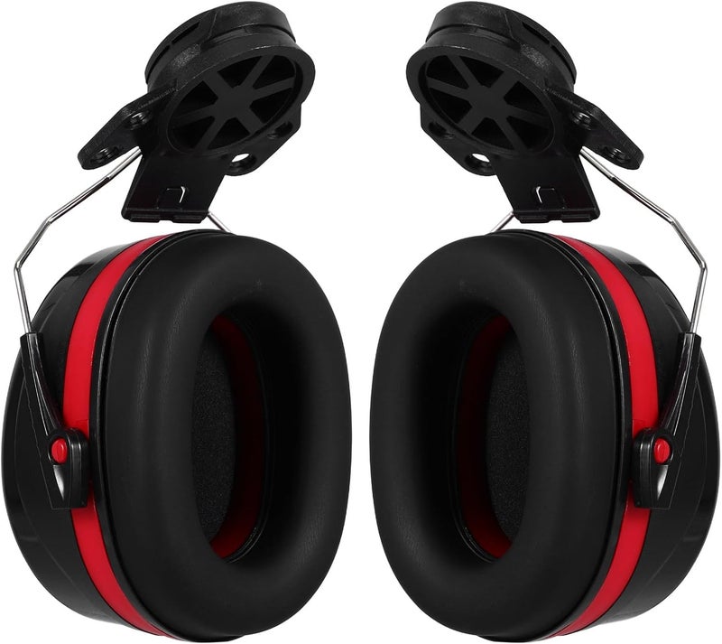 Safety Helmet Noise-canceling Earmuffs for Construction Site Hearing Protection, Hard Hat Attached Sound Proof Ear Muffs, Black and Red Noise Reduction Work Earmuffs - Image 1