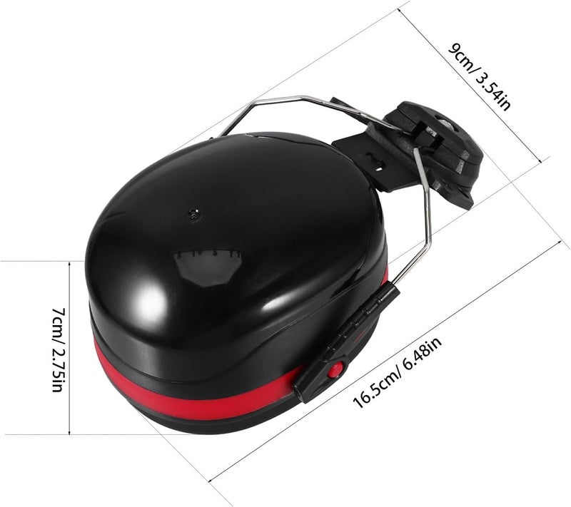 Safety Helmet Noise-canceling Earmuffs for Construction Site Hearing Protection, Hard Hat Attached Sound Proof Ear Muffs, Black and Red Noise Reduction Work Earmuffs - Image 2