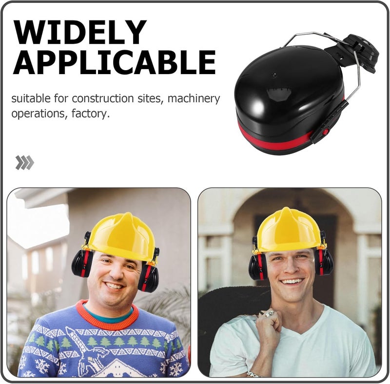 Safety Helmet Noise-canceling Earmuffs for Construction Site Hearing Protection, Hard Hat Attached Sound Proof Ear Muffs, Black and Red Noise Reduction Work Earmuffs - Image 3