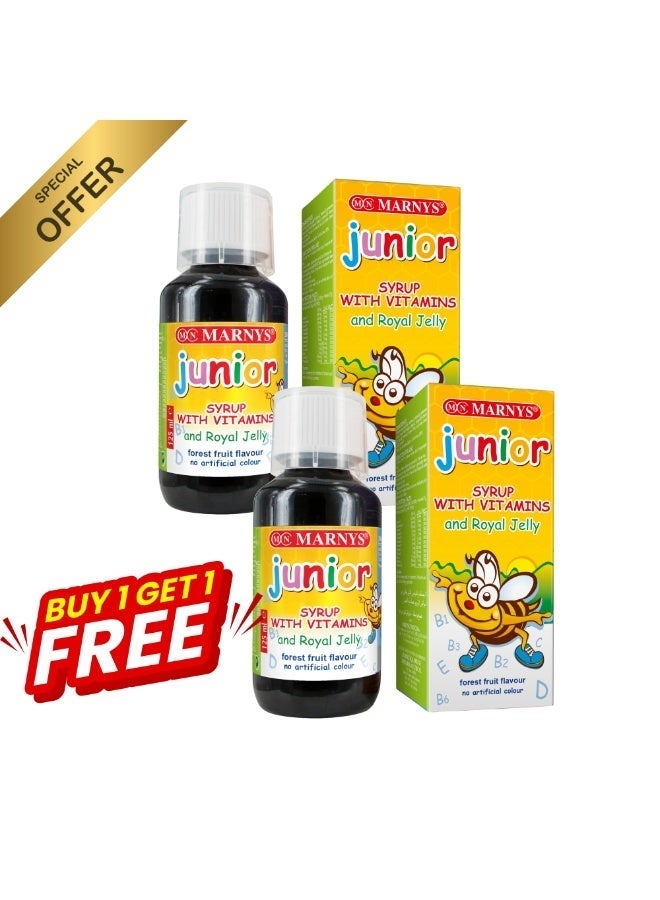 Marnys Junior Syrup – Royal Jelly & Multivitamins for Growth, Immunity & Cognitive Support – Natural Appetite Enhancer – 125 ml - buy 1 get 1 free - Image 1