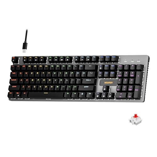 Newmen GM325Pro Mechanical Keyboard104 Keys Rainbow LED Backlit Wired Gaming KeyboardsHotSwap Metal Panel ABS Black Keycaps Gaming Mechanical Keyboard for Windows Laptop PC Linear Red Switches - Image 1