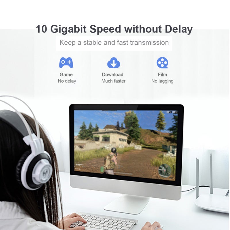 كبل إيثرنت Cat7: كبل مسطح من البولي فينيل كلوريد بطول 1.5 متر - نقل عالي السرعة المستقر بسعة 10 جيجابايت، مواصلات نحقية نقية من النوع 8P8C لجهاز سطح المكتب، الكمبيوتر المحمول، جهاز التوجيه، المودم - Image 3