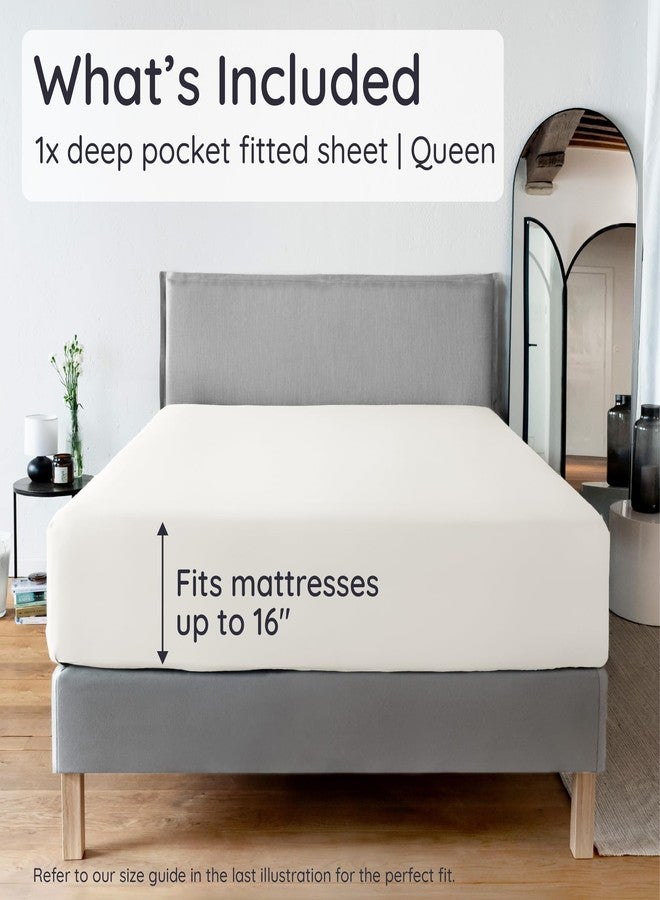Bambaw Queen Size Fitted Sheet Only, 100% Viscose Derived from Bamboo Fitted Sheet Queen Size, 16’’ Deep Pocket Fitted Queen Sheet Only, Breathable & Cooling Fitted Sheet Queen Size (Ivory) - Image 2