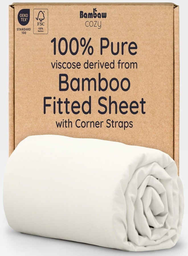 Bambaw Queen Size Fitted Sheet Only, 100% Viscose Derived from Bamboo Fitted Sheet Queen Size, 16’’ Deep Pocket Fitted Queen Sheet Only, Breathable & Cooling Fitted Sheet Queen Size (Ivory) - Image 1