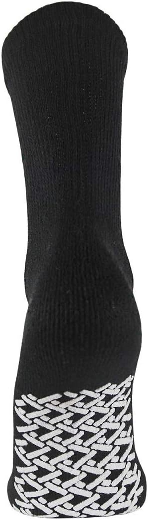 Diamond Star Mens Women Diabetic Loose Top Therapeutic Anti Slip Non Skid Gripper Soft Cotton Full Cushioned Crew Socks 1013 Black  6 Pairs - Image 3