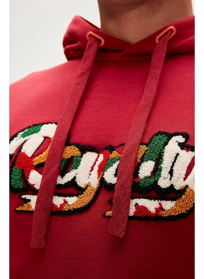 Bad Bear Royalty Hoodie Maroon Burgundy Hooded Men's Sweatshirt.