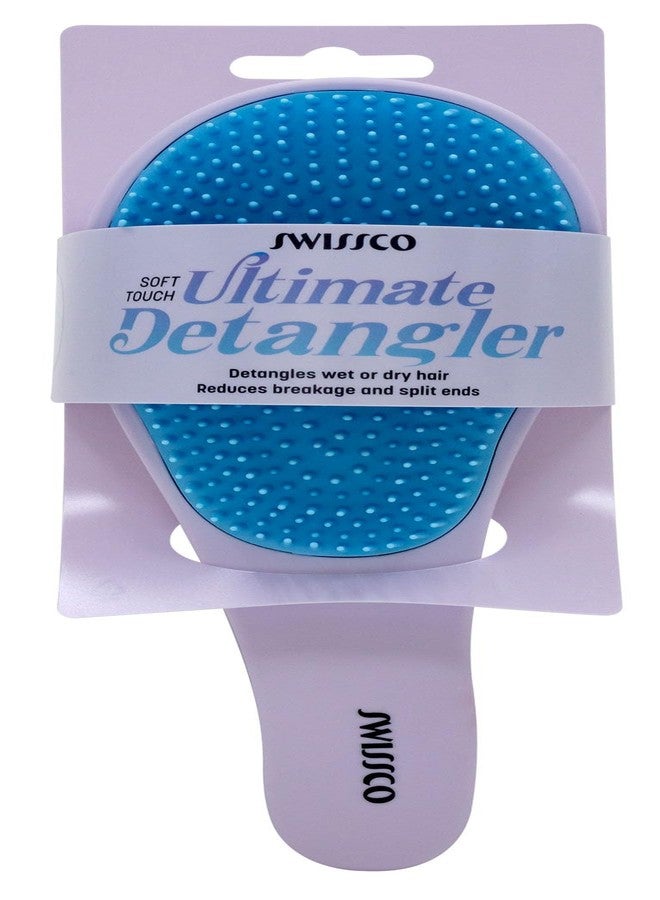 Swissco Soft Touch Ultimate Detangler Colorblock Hair Brush for Natural, Curly, Wet or Dry Hair (Purple Bright Blue Colorblock)