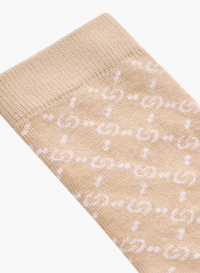 Celeste Monogram Print Crew Length Socks - Set of 2