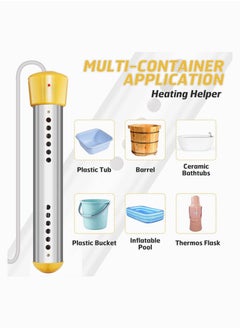 Generic Immersion Water Heater Electric Portable Bucket Heater with Stainless-steel Cover Submersible with Digital Thermometer for Pool Bathtub Basin Fully Immersed While Using  - Image 3