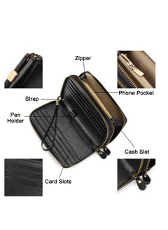 Excefore Wallet for Women, RFID Blocking Leather Wristlet Clutch Purse, Zip Around Wallet with Large Capacity Credit Card Holder (Black)  - Image 3