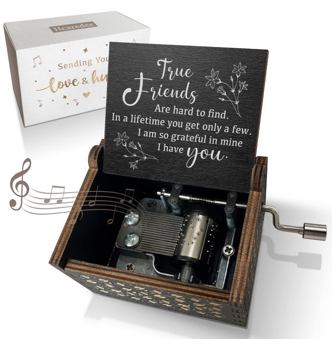 TRUE FRIENDSHIP GIFTS FOR WOMEN FEMALE YOU ARE MY SUNSHINE WOODEN MUSIC BOXTRUE FRIENDS ARE HARD TO FINDI AM SO GRATEFUL IN MINE I HAVE YOU KEEPSAKE BOX FOR FRIENDSBLACK