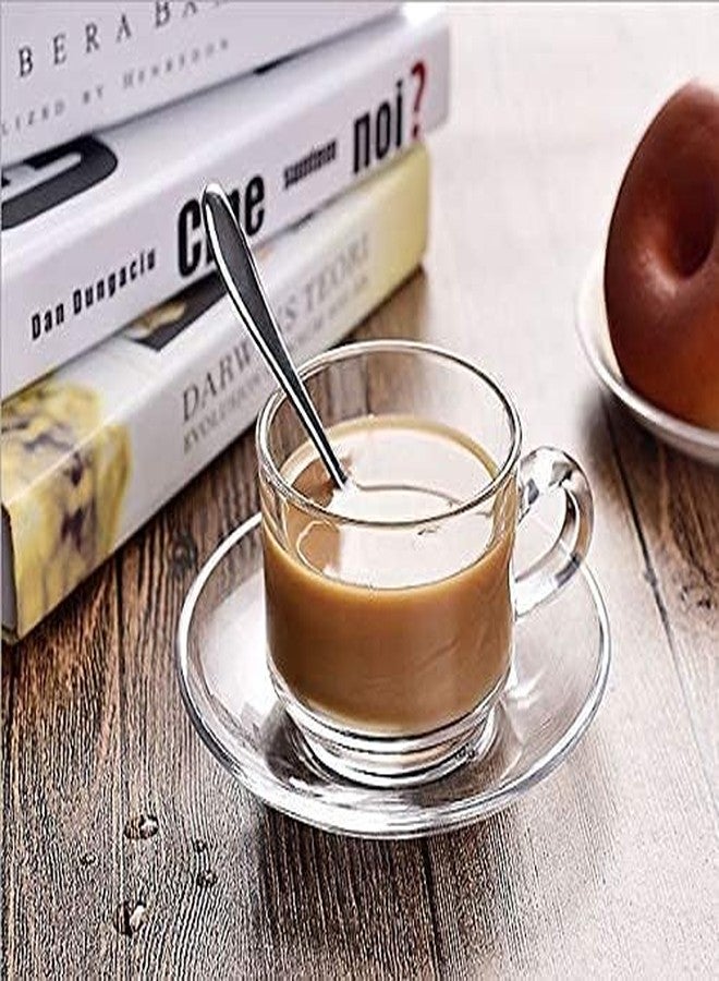VILON Italian Premium Glass Tea Cup Set | Coffee Mugs with Handle Transparent Drinking Cup for Milk, Cappuccino, Hot Chocolate & Cold Beverages | 210ml | Set of 6 (Plain Teacup 180MLC) - Image 5