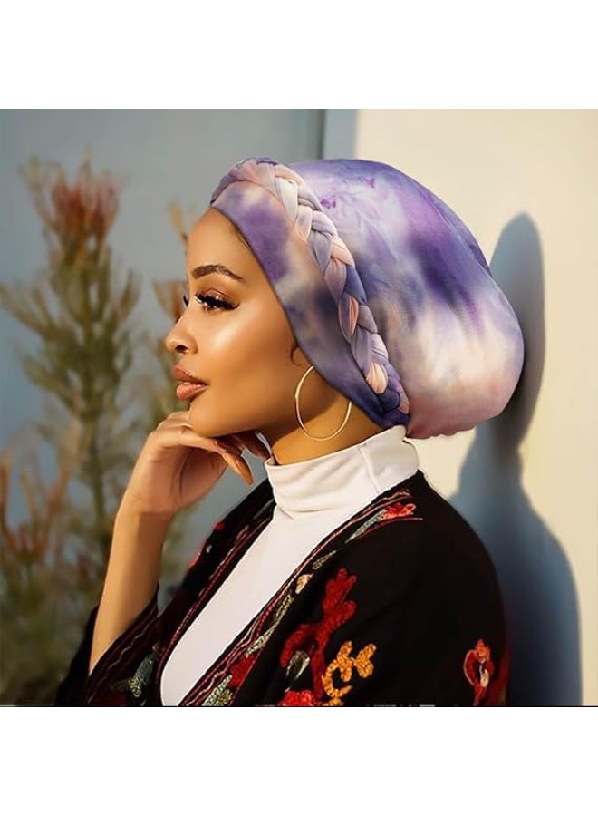 حجاب عمامة نسائي من القماش العريض بتصميم مضفر، غطاء رأس داخلي مطاطي - Image 4