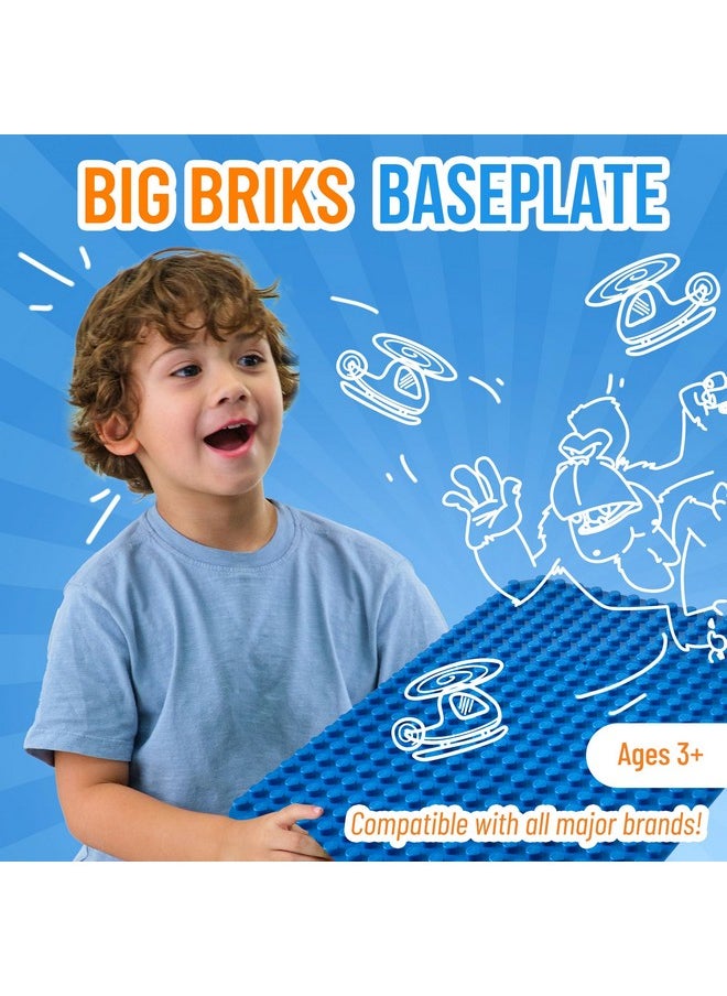 Strictly Briks Strictly Briks Compatible with Lego Duplo Classic Big Briks Baseplate 15" x 10.5" Large Building Brick Baseplate | Large Pegs for Toddlers | Single Blue Flat Bottom Base Plate  - Image 2