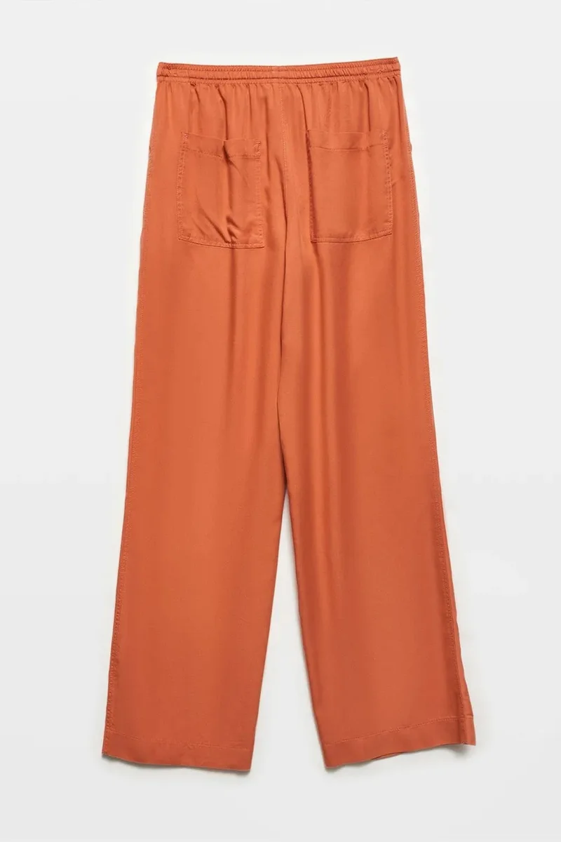 Dilvin Pumpkin Orange DILVIN Women's Tencel Wide-Leg Trousers for Women | Best Price UAE